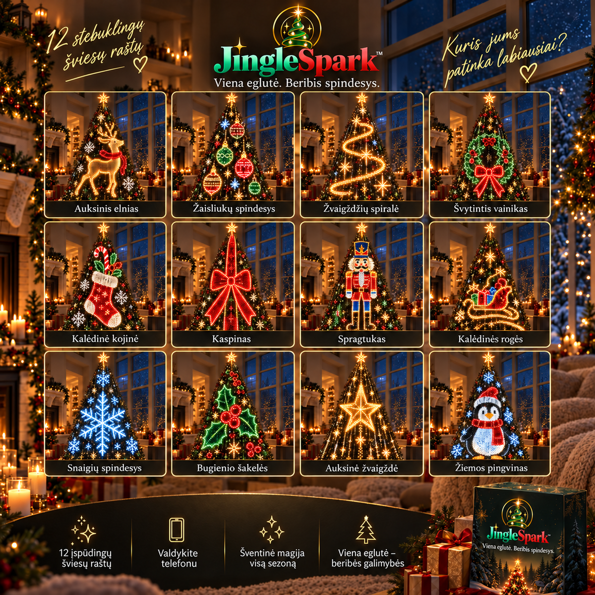 JingleSpark™ — Įkvėpkite savo Kalėdų eglutei gyvybės