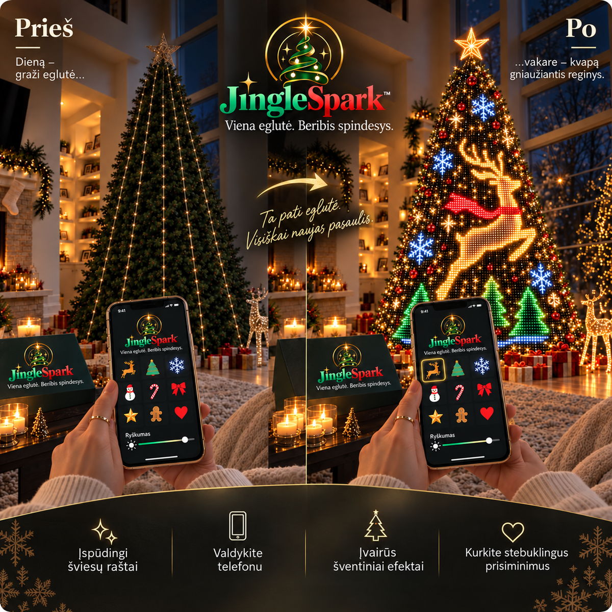 JingleSpark™ — Įkvėpkite savo Kalėdų eglutei gyvybės