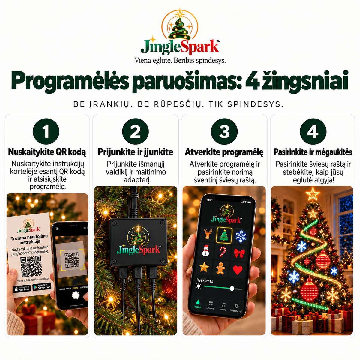 JingleSpark™ — Įkvėpkite savo Kalėdų eglutei gyvybės