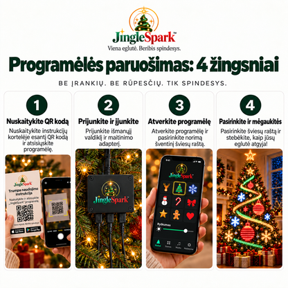 JingleSpark™ — Įkvėpkite savo Kalėdų eglutei gyvybės