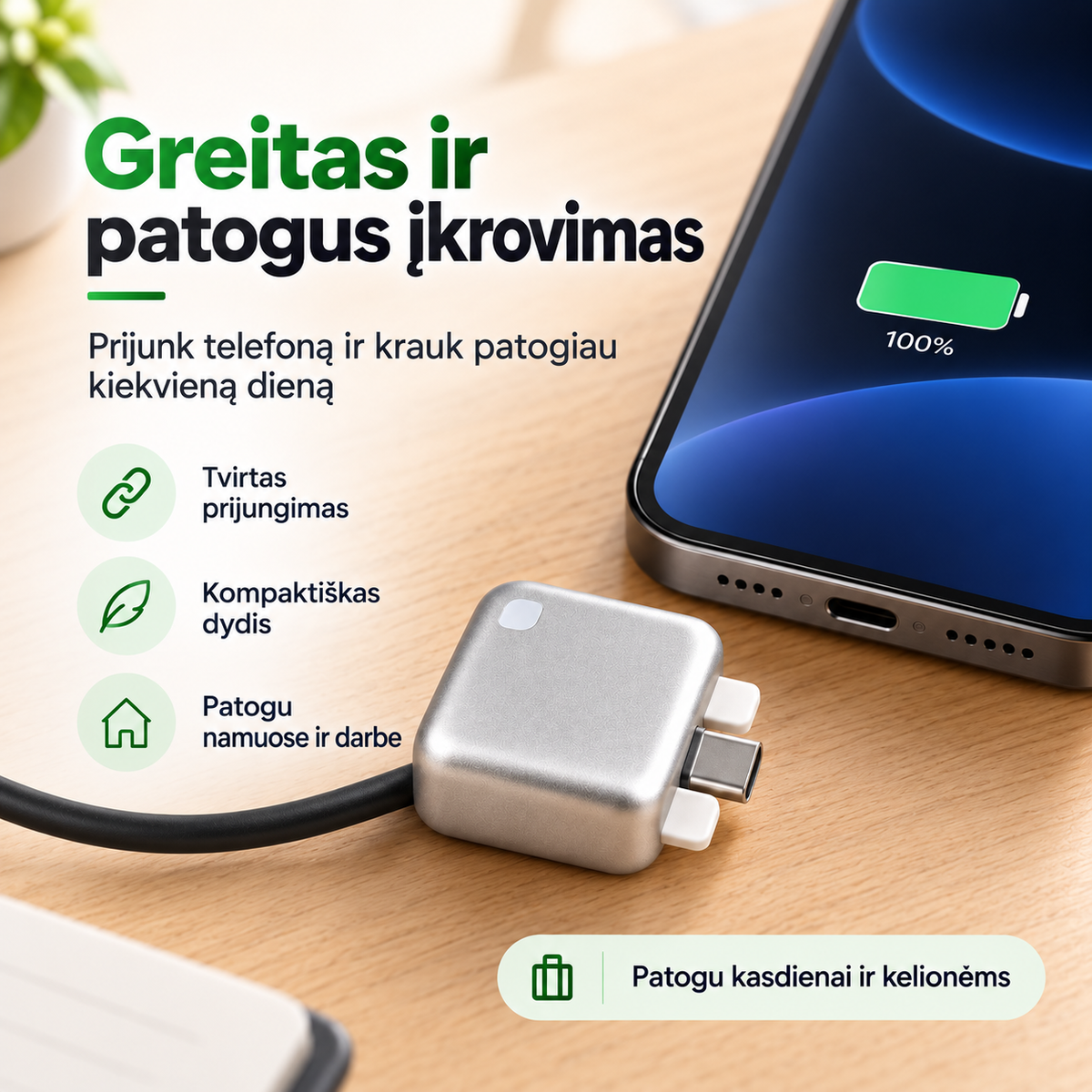 Automatiškai atsijungiantis įkroviklis