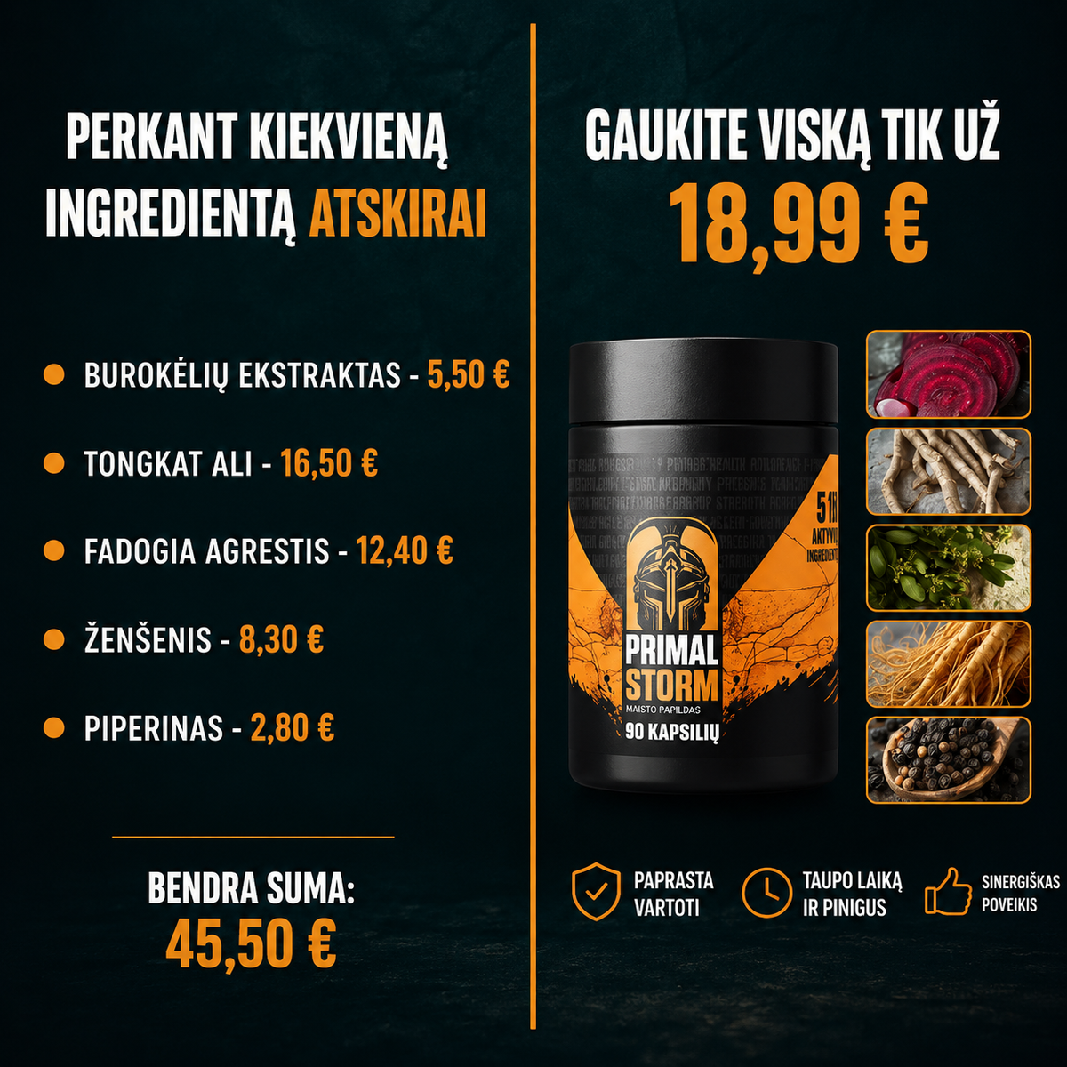 Primal Storm® – testosterono palaikymo kapsulės