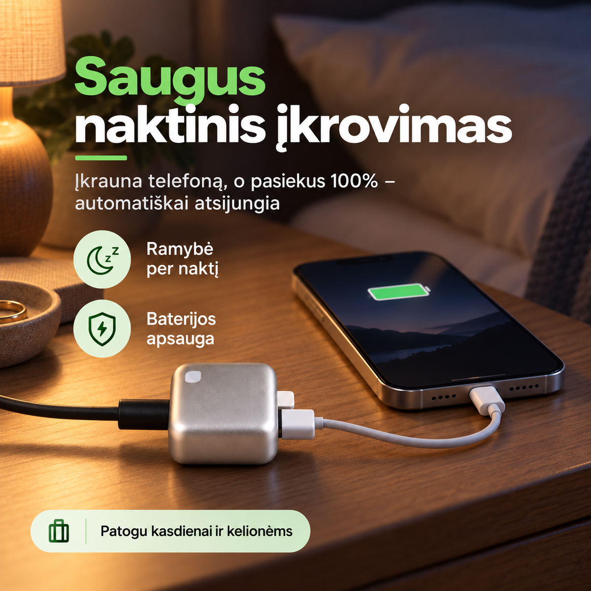 Automatiškai atsijungiantis įkroviklis